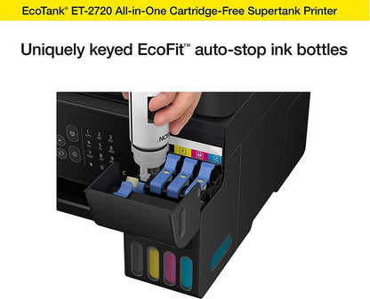 Epson EcoTank All-in-One Wireless Color Inkjet Printer with Scanner and Copier - Print Scan Copy - Black-Bundle with Ahaghug Printer Cable。