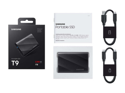 Samsung T9 Portable SSD 2TB, USB 3.2 Gen 2x2 External Solid State Drive, Seq. Read Speeds Up to 2,000MB/s for Gaming, Students and Professionals, MU-PG2T0B/AM, Black