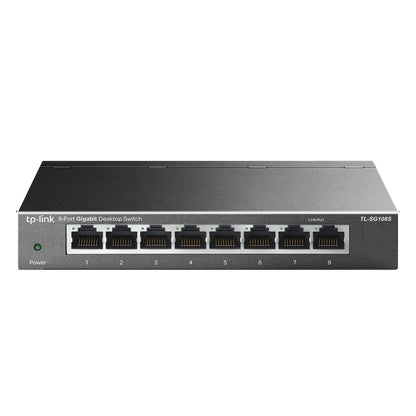 TP-Link TL-SG108S 8 Port Gigabit Ethernet Switch | Desktop/Wall-Mount | Plug & Play | Fanless | Sturdy Metal | 3 Year Manufacturer Warranty | 802.1p/DSCP QoS & IGMP Snooping | Compact Design