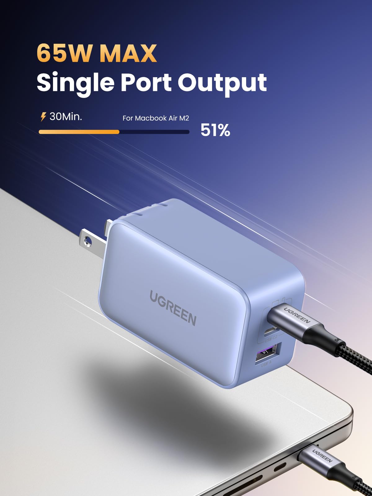 UGREEN Nexode 65W GaN USB C Wall Charger, 3-Port Compact Foldable Fast Charger Power Adapter for iPhone 17/16/15 Series, Galaxy S25/S24, Pixel 10/9, MacBook Pro/Air, Dell XPS, iPad Pro (Black)