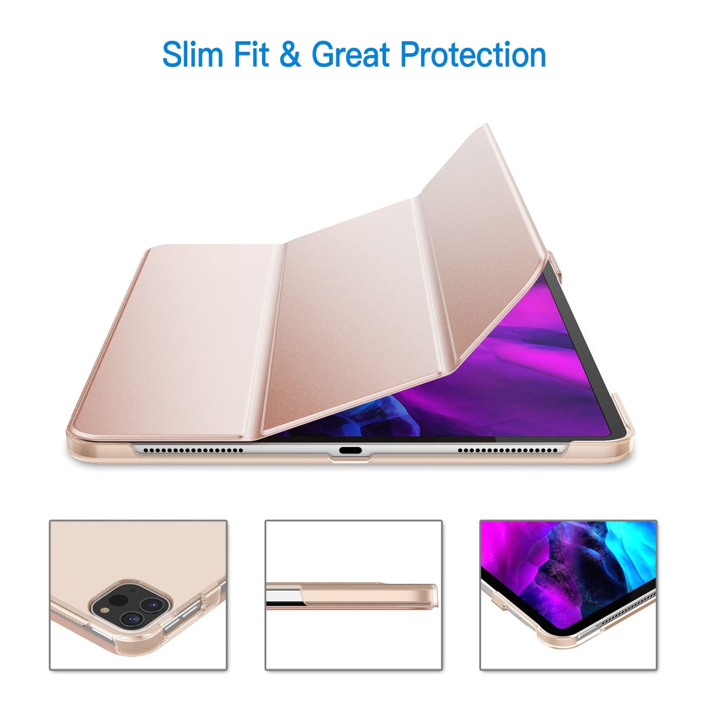 JETech Case for iPad Pro 12.9-Inch (2020/2018 Model, 4th/3rd Generation), Compatible with Pencil, Cover Auto Wake/Sleep (Black)
