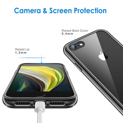 JETech Case for iPhone SE 3/2 (2022/2020 Edition), iPhone 8 and iPhone 7, 4.7-Inch, Non-Yellowing Shockproof Phone Bumper Cover, Anti-Scratch Clear Back (Clear)
