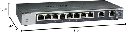 NETGEAR 10-Port Gigabit/10G Ethernet Unmanaged Switch (GS110MX) - with 8 x 1G, 2 x 10G/Multi-gig, Desktop, Wall or Rackmount, and Limited Lifetime Protection