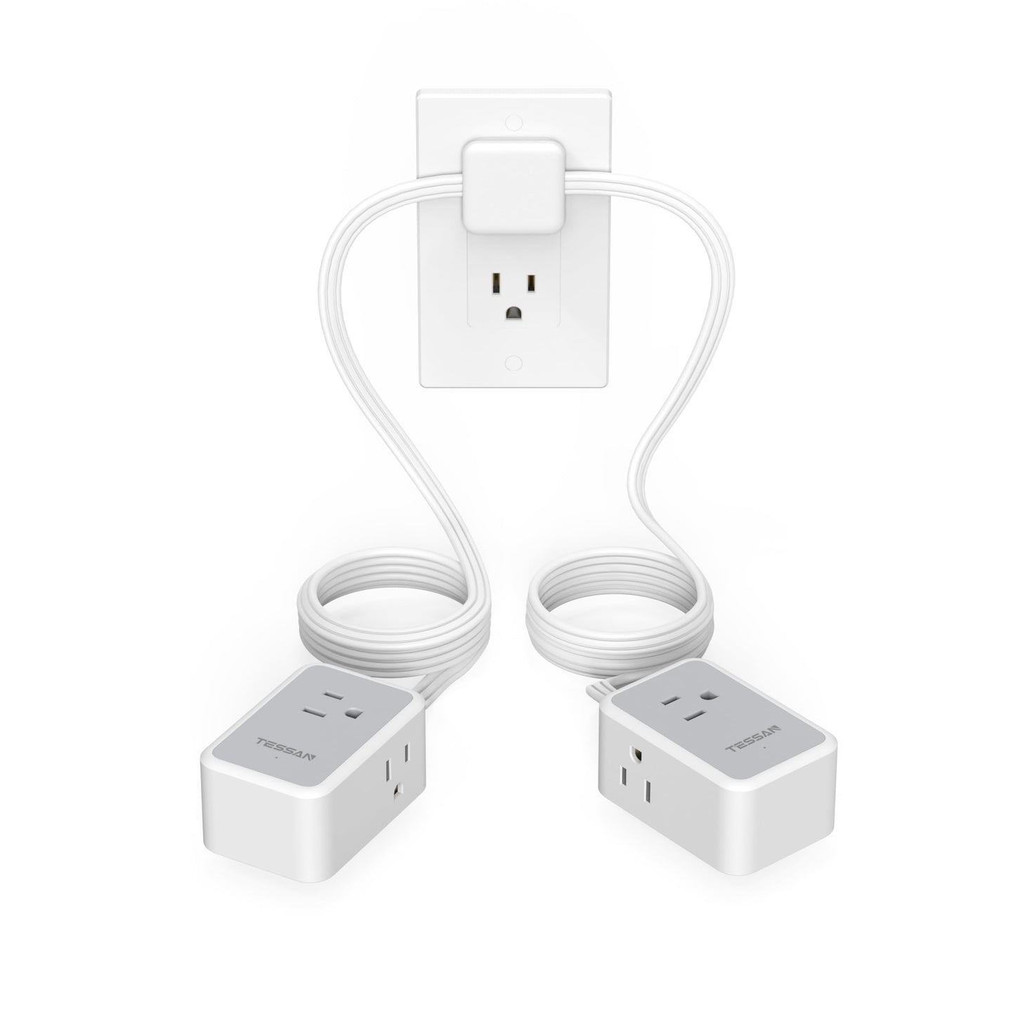 TESSAN Small Flat Plug Power Strip, Ultra Thin Extension Cord 5 ft, 3 AC Outlets with 3 USB Ports (1 USB C), Multiple Wall Outlet Extender for Cruise Travel Office School Dorm Room Essentials