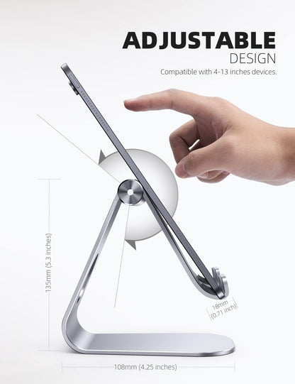 Lamicall S1 Tablet Stand, Adjustable Tablet Holder - Desktop Stand Dock Holder for 4-13" Tablet, iPad Pro 11, 9.7, 10.5, 12.9 Air Mini, Kindle, Tab, Switch, Viral Podcast Video Office Desk Accessories