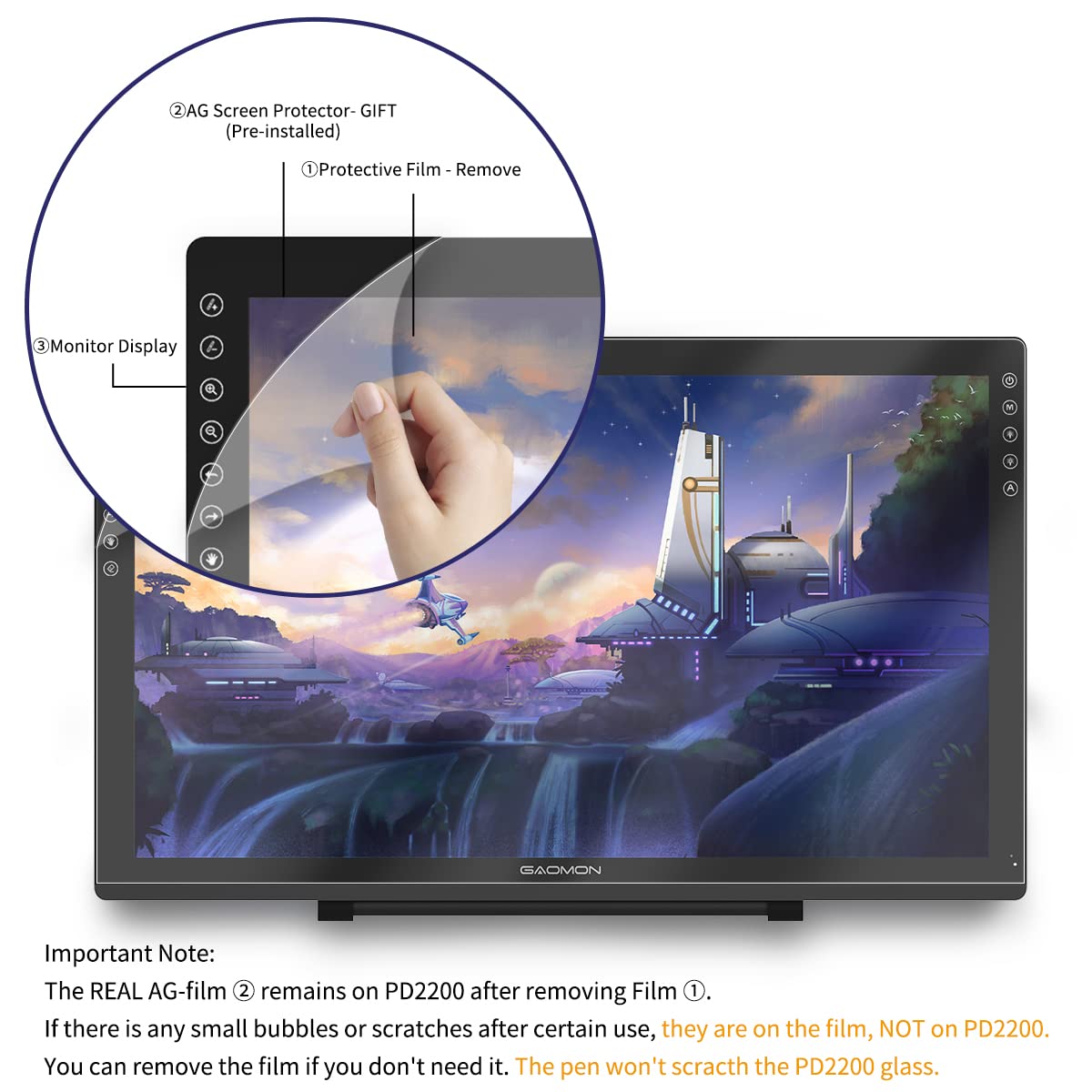 GAOMON PD1161 Drawing Tablet with Screen, Digital Art Tablet with Battery-Free Stylus, Tilt, 8 Shortcut Keys for Paint, Design, Illustration, Editing, 11.6-inch Graphics Tablet for Mac, Windows PC