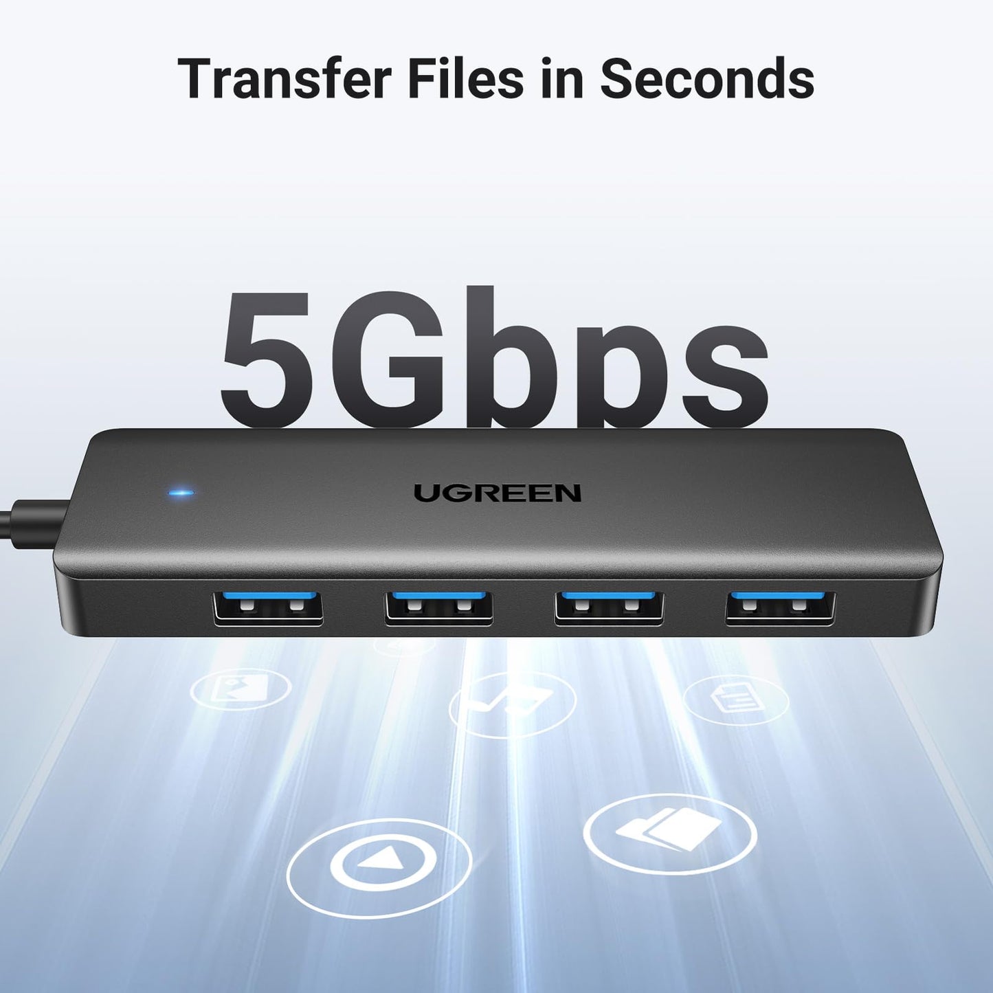 UGREEN USB 3.0 Hub, 4 Ports USB A Splitter Ultra-Slim USB Expander for Mouse, Keyboard, Flash Drive, U Disk, Printer Compatible with Laptop, Desktop PC, Xbox, PS5, and More