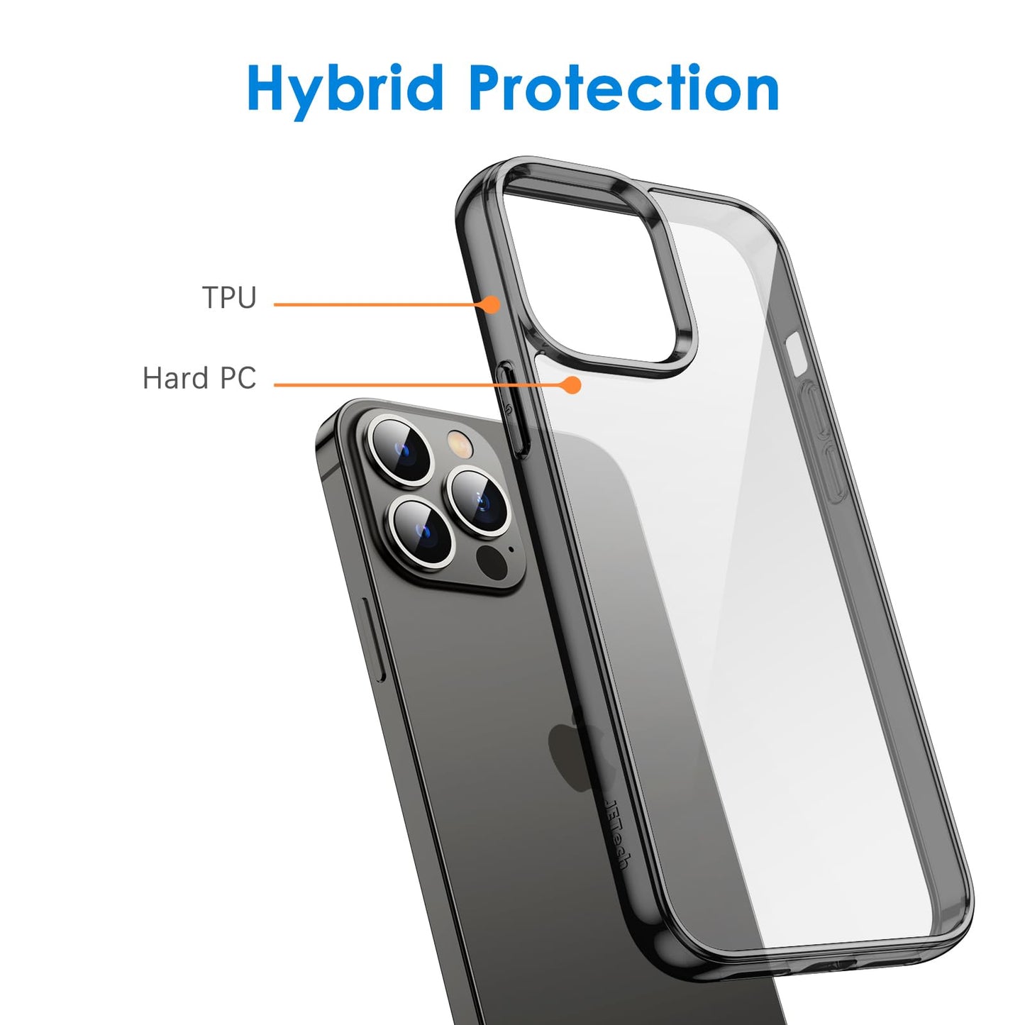 JETech Case for iPhone 13 Pro Max 6.7-Inch, Non-Yellowing Shockproof Phone Bumper Cover, Anti-Scratch Clear Back (Clear)
