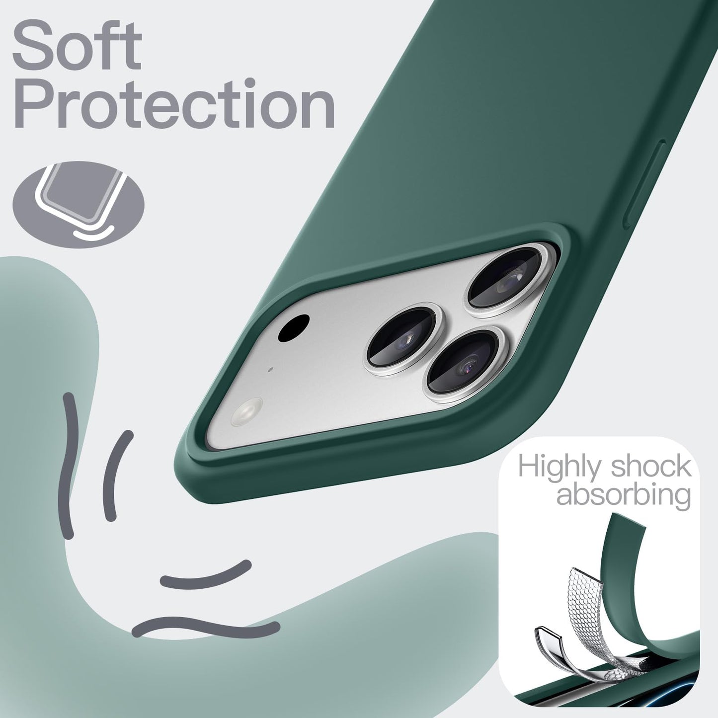 JETech Liquid Silicone Case for iPhone 17 Pro Max 6.9-Inch, Silky Soft Touch Full-Body Protection, Anti-Scratch Shockproof Phone Cover with Microfiber Lining (Dark Blue)