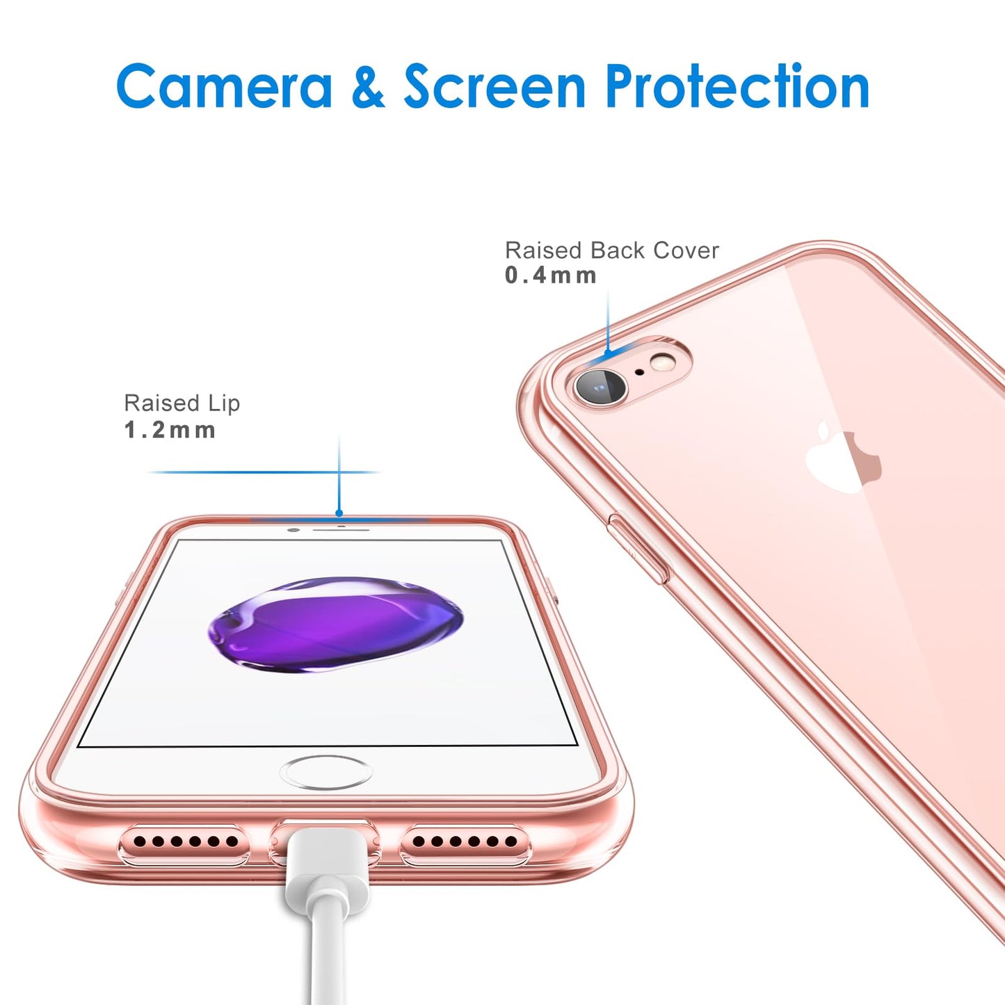 JETech Case for iPhone SE 3/2 (2022/2020 Edition), iPhone 8 and iPhone 7, 4.7-Inch, Non-Yellowing Shockproof Phone Bumper Cover, Anti-Scratch Clear Back (Clear)