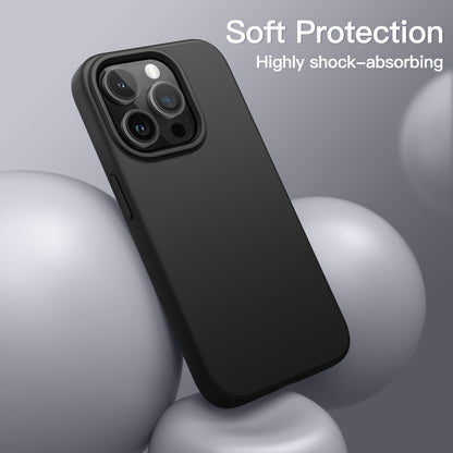 JETech Silicone Case for iPhone 13 6.1-Inch, Silky-Soft Touch Full-Body Protective Phone Case, Shockproof Cover with Microfiber Lining (Black)