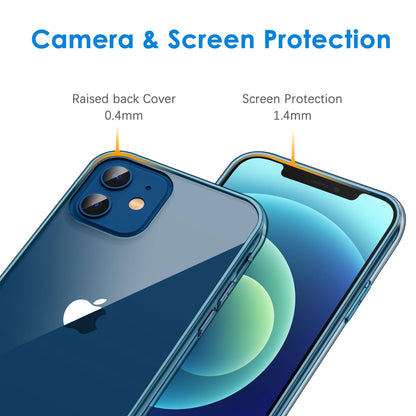 JETech Case for iPhone 12/12 Pro 6.1-Inch, Non-Yellowing Shockproof Phone Bumper Cover, Anti-Scratch Clear Back (HD Clear)