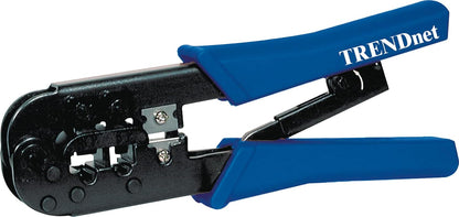 TRENDnet Crimping Tool, TC-CT68, Crimp, Cut, & Strip Cable for 8 and 6 Position Modular Plugs, Built-In Cutter and Stripper, NDAA + TAA Compliant, 8P-RJ-45, 6P-RJ-12, RJ-11, Steel Construction, Black