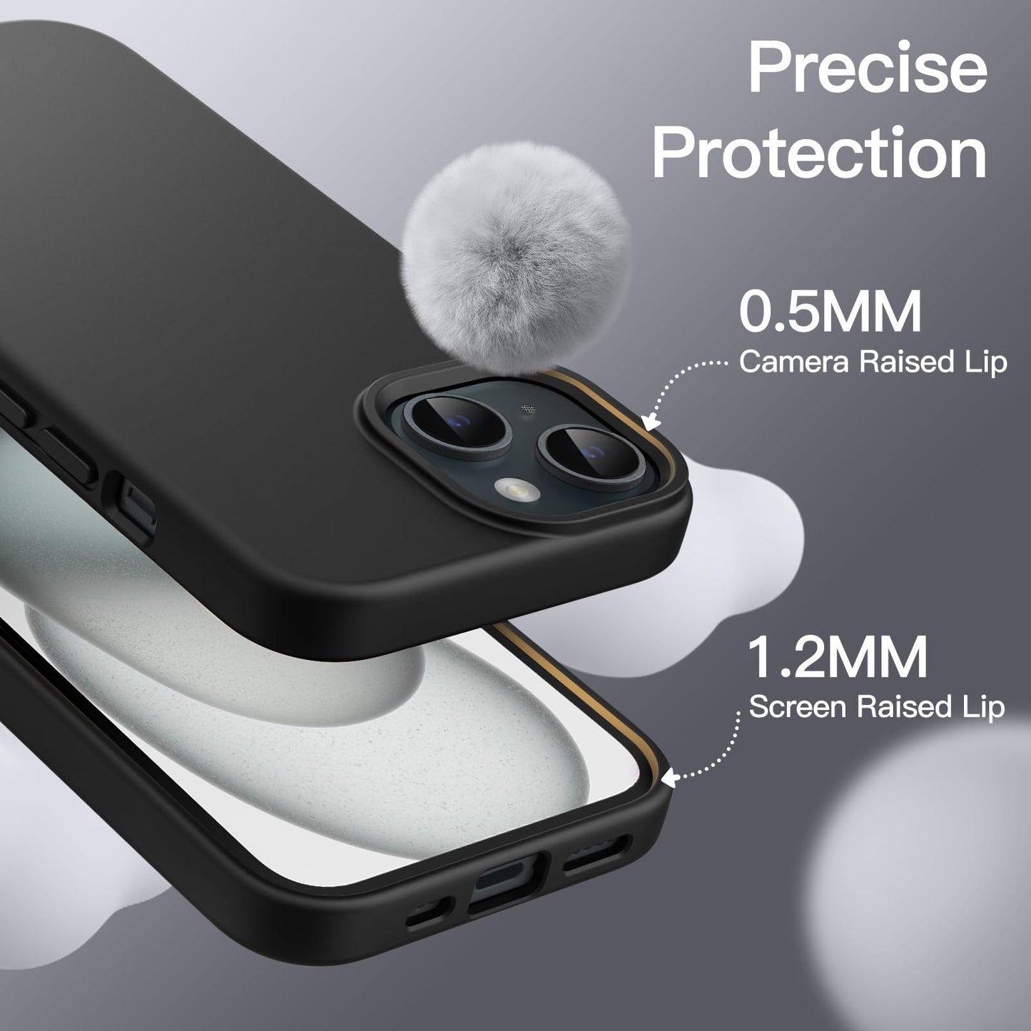 JETech Silicone Case for iPhone 15 Pro Max 6.7-Inch, Silky-Soft Touch Full-Body Protective Phone Case, Shockproof Cover (Black)