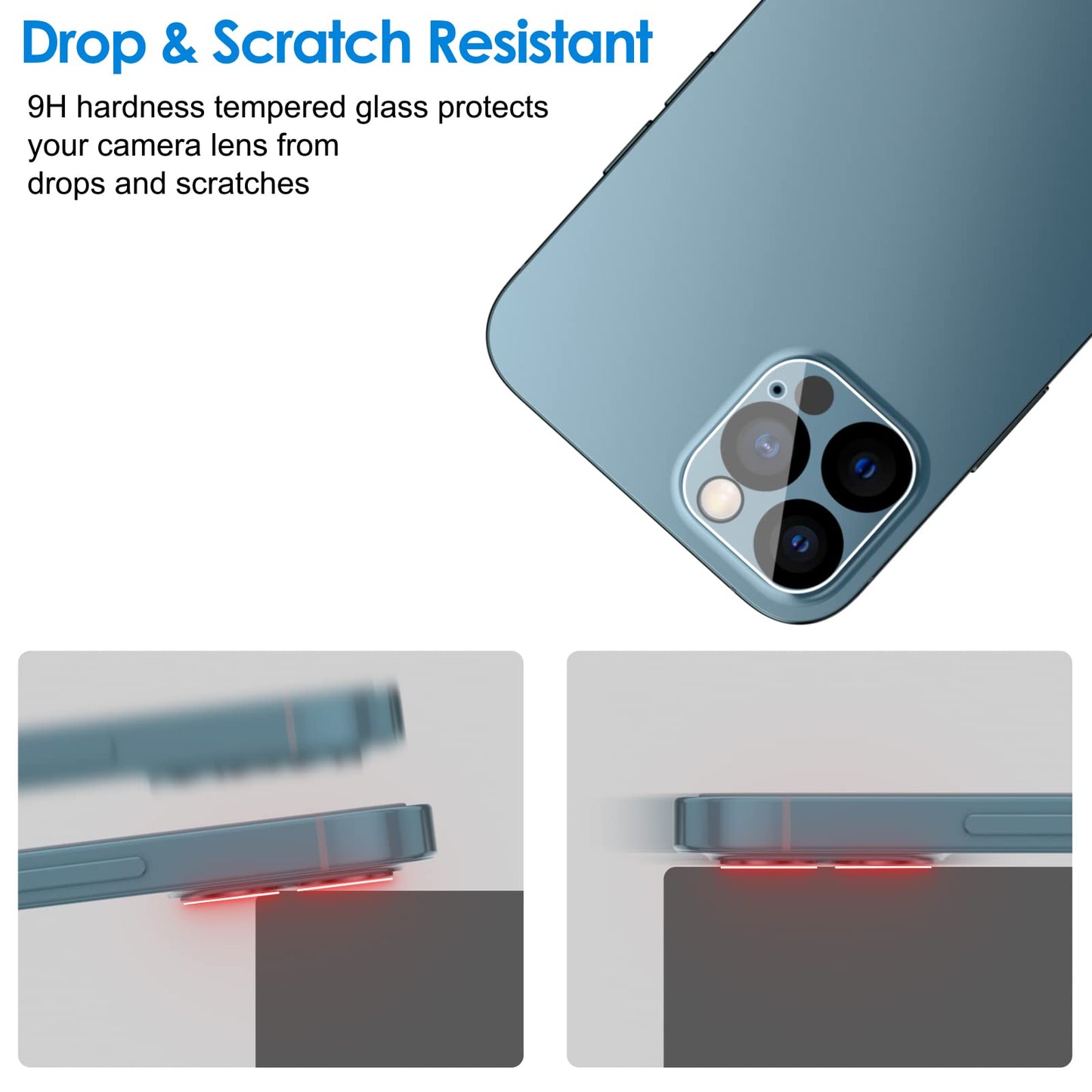 JETech Camera Lens Protector for iPhone 12 Pro Max 6.7-Inch, 9H Tempered Glass, HD Clear, Anti-Scratch, Case Friendly, Does Not Affect Night Shots, 3-Pack