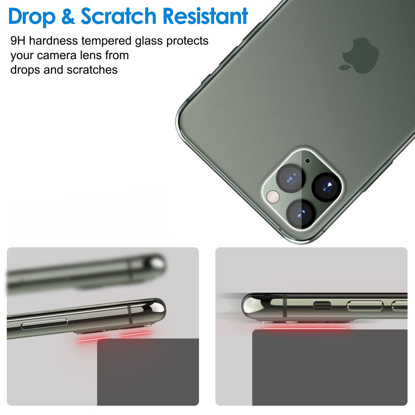 JETech Camera Lens Protector for iPhone 12 Pro Max 6.7-Inch, 9H Tempered Glass, HD Clear, Anti-Scratch, Case Friendly, Does Not Affect Night Shots, 3-Pack