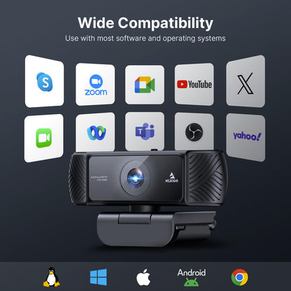 NexiGo N60 1080P Webcam with Microphone, Software Control & Privacy Cover, USB HD Computer Web Camera, Plug and Play, for Zoom/Skype/Teams, Conferencing and Video Calling
