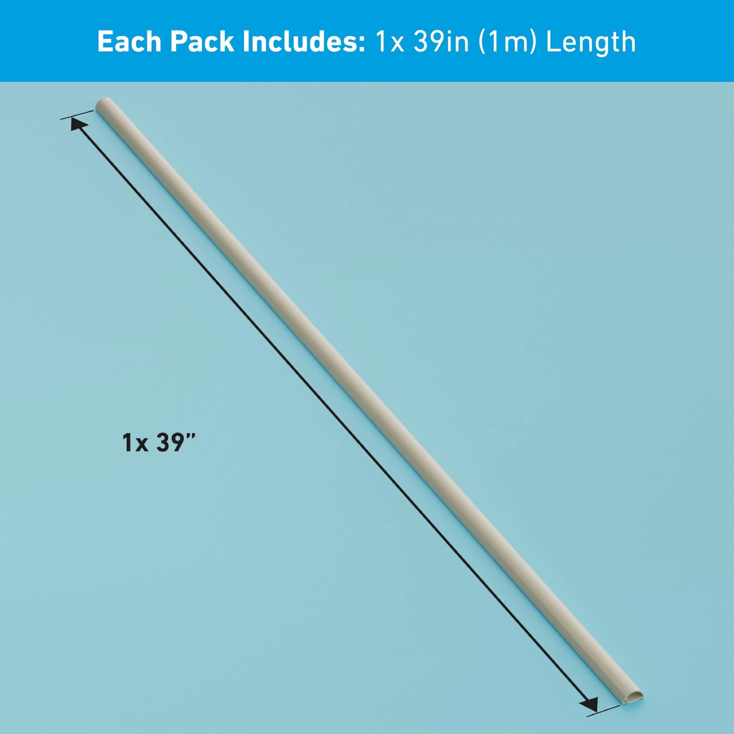 D-Line Cable Raceway On-Wall Cord Cover | 1D3015W | Surface Mount Electrical Channel to Hide and Conceal Cords, Cables, and Wires | White, Paintable