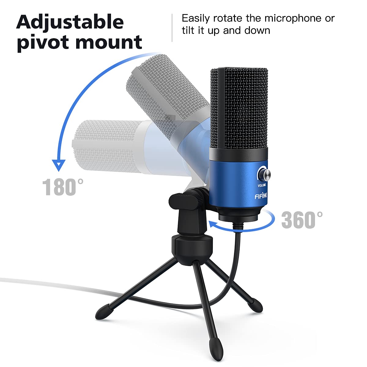 FIFINE USB Microphone, Metal Condenser Recording Microphone for MAC OS, Windows, Cardioid Laptop Mic for Recording Vocals, Voice Overs, Streaming, Meeting and YouTube Videos-K669B