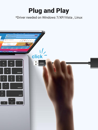 UGREEN USB to Ethernet Adapter, 1000Mbps Plug and Play Ethernet Adapter with USB 3.0, Driver Free, RJ45 LAN Network Dongle Compatible with Nintendo Switch, Laptop, PC, MacBook, Windows, macOS, Linux