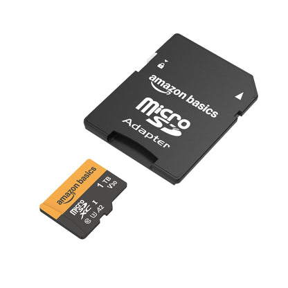 Amazon Basics 128GB microSDXC Memory Card with Adapter for Smartphones, Drones, Cameras, Full HD, Read Speed Up to 200MB/s, 1-Pack