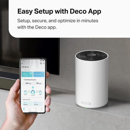 TP-Link Deco XE75 AXE5400 Tri-Band WiFi 6E Mesh System - Covers up to 5500 Sq.Ft, Replaces WiFi Router and Extender, AI-Driven Mesh, 6GHz Band, 2-Pack