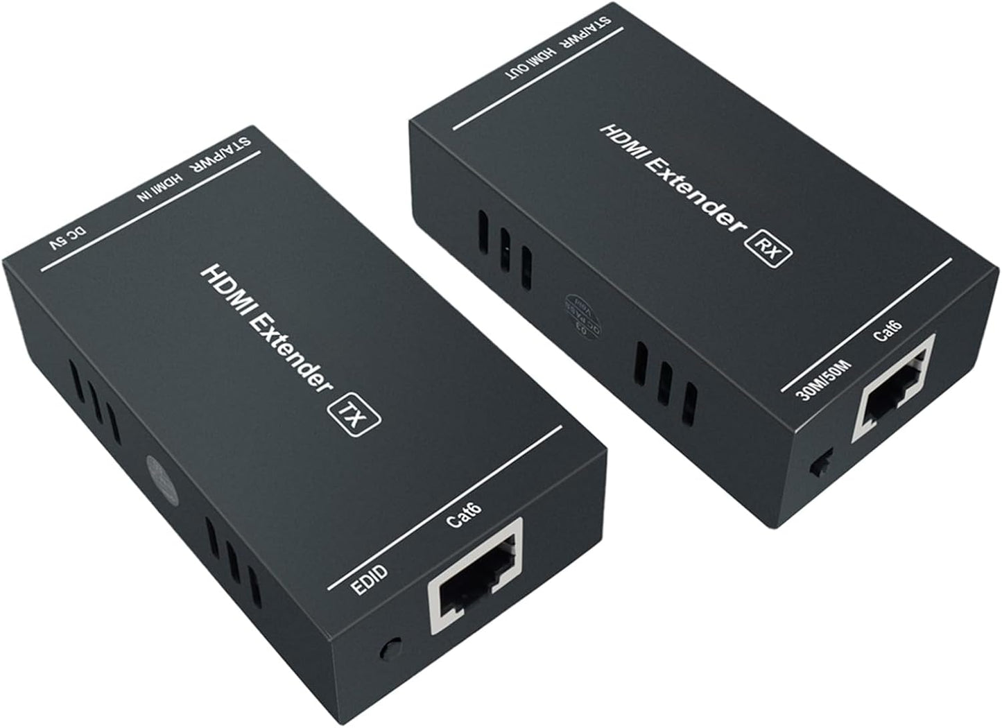 HDMI Extender 1080p@60Hz, 3D, Over Single Cat5e/Cat6/Cat 7 Cable Full HD Uncompressed Transmit Up to 164 Ft(50m), EDID and POC Function Supported (Transmitter and Receiver)