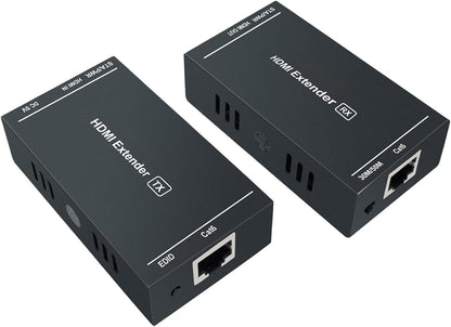 HDMI Extender 1080p@60Hz, 3D, Over Single Cat5e/Cat6/Cat 7 Cable Full HD Uncompressed Transmit Up to 164 Ft(50m), EDID and POC Function Supported (Transmitter and Receiver)