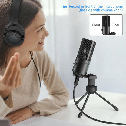 FIFINE USB Microphone, Metal Condenser Recording Microphone for MAC OS, Windows, Cardioid Laptop Mic for Recording Vocals, Voice Overs, Streaming, Meeting and YouTube Videos-K669B