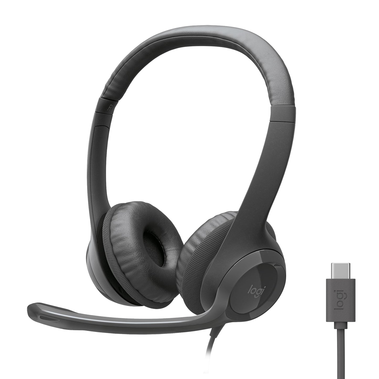 Logitech H390 Wired Headset for PC/Laptop, Stereo Headphones with Noise Cancelling Microphone, USB-A, in-Line Controls, Works with Chromebook - Black
