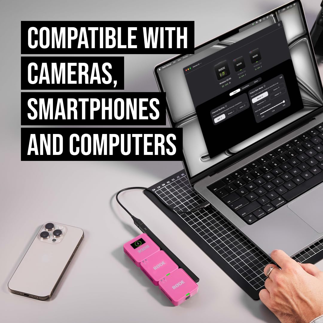 RØDE Wireless GO II Ultra-compact Dual-channel Wireless Microphone System with Built-in Microphones, On-board Recording and 200m Range for Filmmaking, Interviews and Content Creation