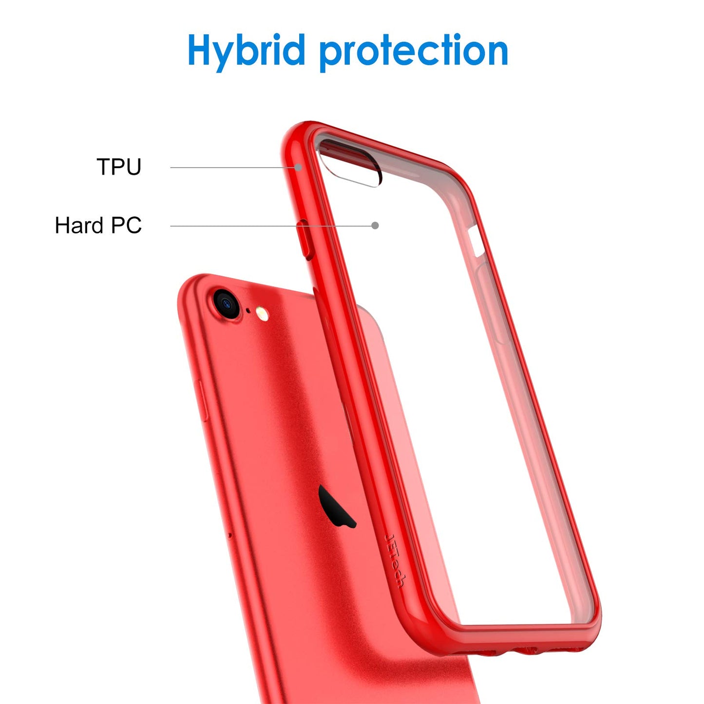 JETech Case for iPhone SE 3/2 (2022/2020 Edition), iPhone 8 and iPhone 7, 4.7-Inch, Non-Yellowing Shockproof Phone Bumper Cover, Anti-Scratch Clear Back (Clear)