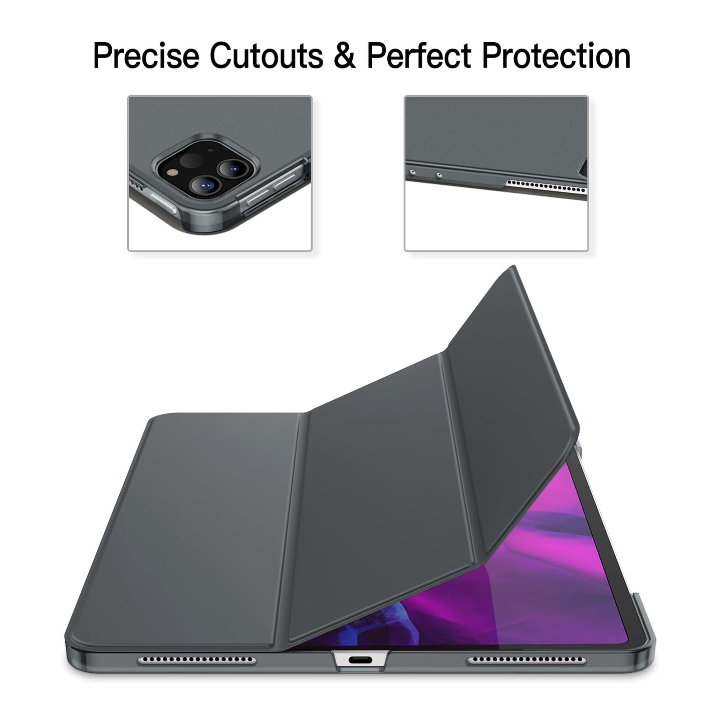 JETech Case for iPad Pro 12.9-Inch (2020/2018 Model, 4th/3rd Generation), Compatible with Pencil, Cover Auto Wake/Sleep (Black)