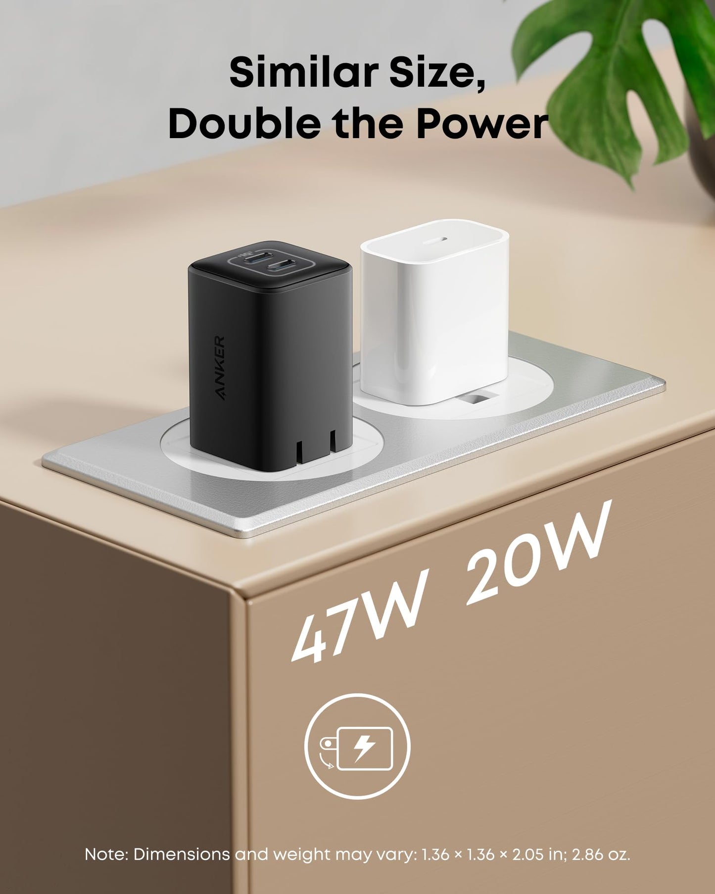 Anker Nano Charger, 47W 2 Port Compact Foldable GaN USB C Charger for iPhone 17/16, Galaxy, Pixel, Compatible with MagSafe (Blue)