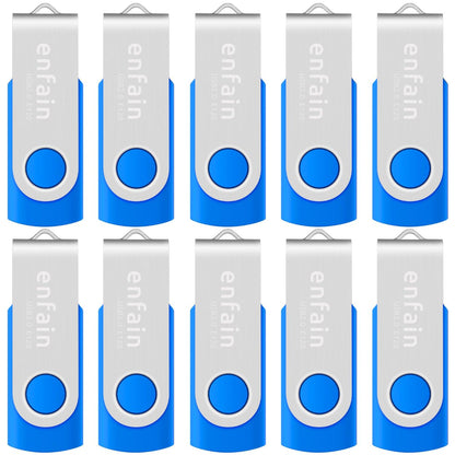 Enfain 16GB USB 2.0 Flash Drive 10 Pack | Swivel Thumb Drives with 31 Labels | Gift-Ready Packaging for Corporate Events, Office & Team Distributions (Black)