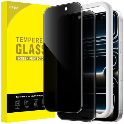 JETech Privacy Screen Protector for iPhone 15 6.1-Inch, Anti-Spy Tempered Glass Film with Easy Installation Tool, 2-Pack