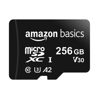 Amazon Basics microSDXC Memory Card with Full Size Adapter, A2, U3, Read Speed up to 100 MB/s, 64GB, Black (2pack)