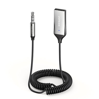 UGREEN Aux to Bluetooth 6.0 Adapter 3.5mm Bluetooth Receiver for Car USB 2.0 to 3.5mm Jack Kit with Built-in Microphone Aux Input for Hands-Free Calls Compatible with Car Speaker and Home Audio