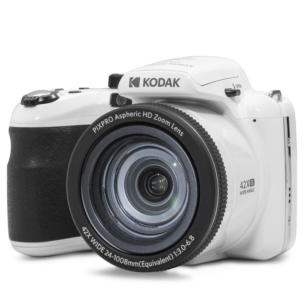 KODAK PIXPRO AZ425 Digital Camera, 42x Optical Zoom Bridge with 20MP BSI Sensor, Li-Ion Battery, OIS, 1080p Full HD Video, White