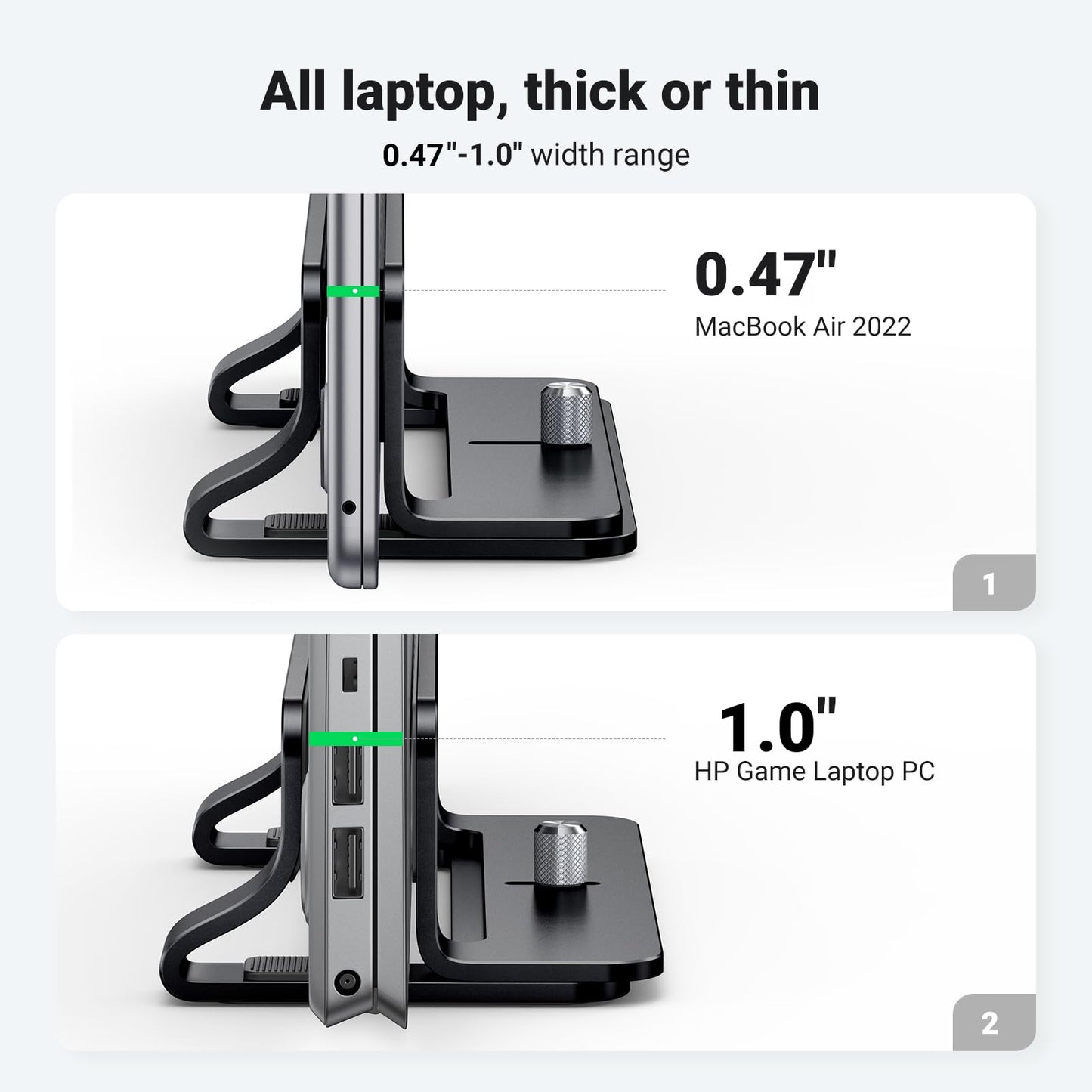 UGREEN Vertical Laptop Stand Holder for Desk Compatible with MacBook Pro, MacBook Air Stand Vertical Aluminum Adjustable for Up to 17.3 Inch Gaming Laptop, Gray