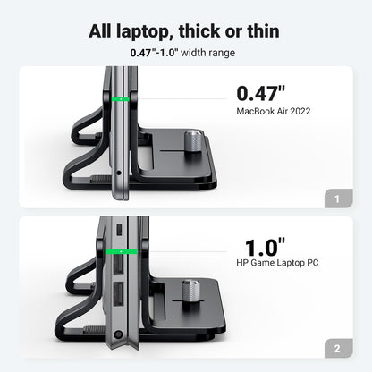 UGREEN Vertical Laptop Stand Holder for Desk Compatible with MacBook Pro, MacBook Air Stand Vertical Aluminum Adjustable for Up to 17.3 Inch Gaming Laptop, Gray