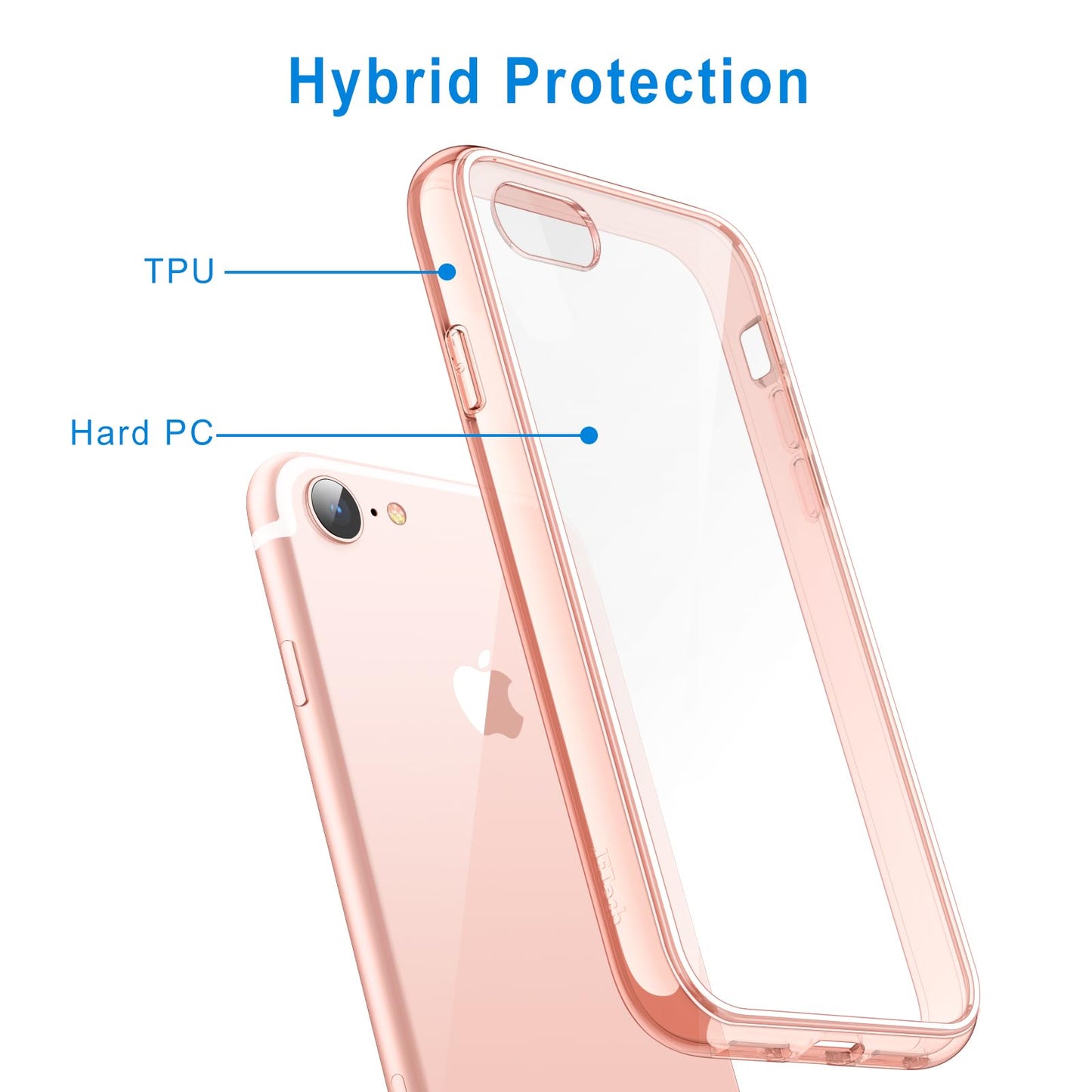 JETech Case for iPhone SE 3/2 (2022/2020 Edition), iPhone 8 and iPhone 7, 4.7-Inch, Non-Yellowing Shockproof Phone Bumper Cover, Anti-Scratch Clear Back (Clear)