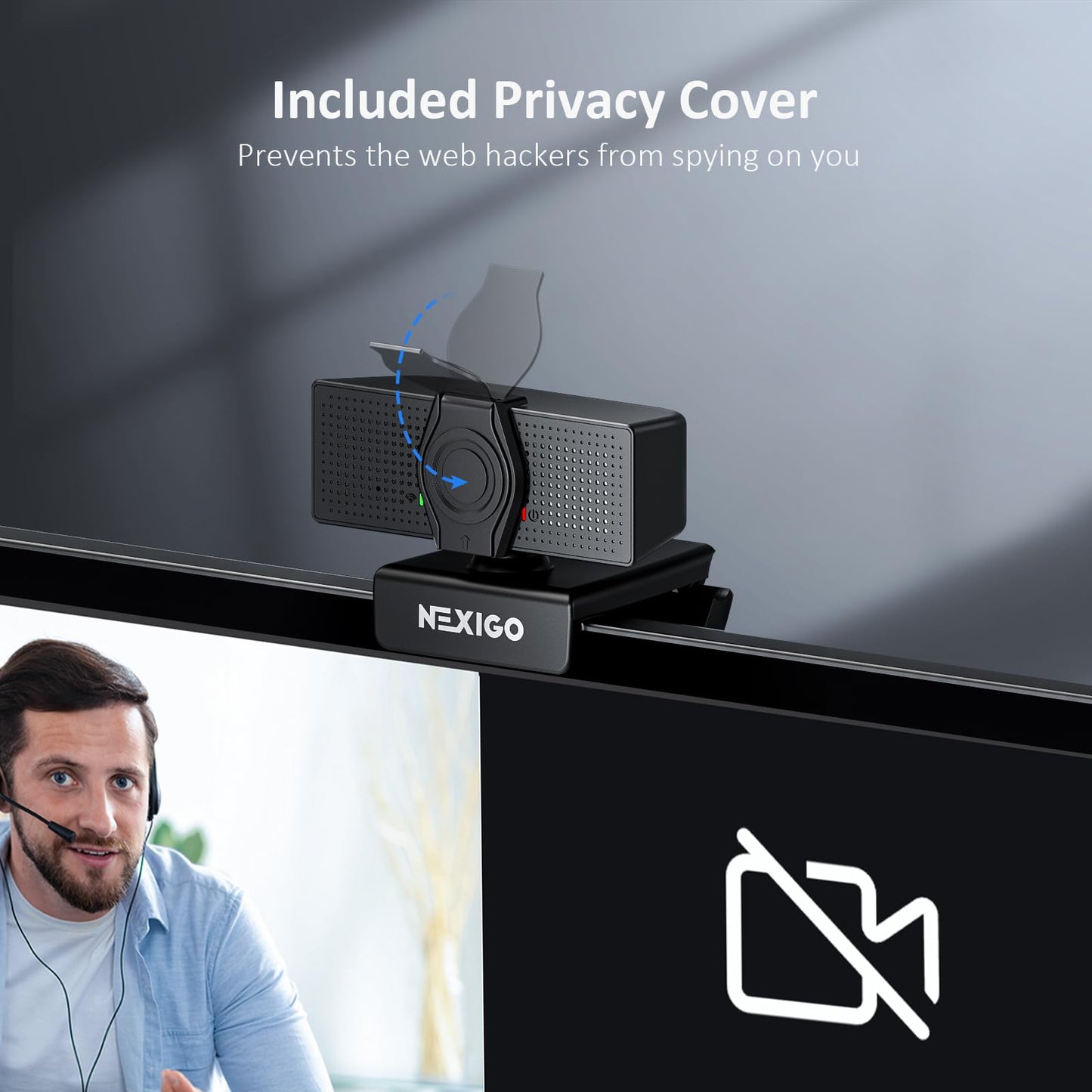 NexiGo N60 1080P Webcam with Microphone, Software Control & Privacy Cover, USB HD Computer Web Camera, Plug and Play, for Zoom/Skype/Teams, Conferencing and Video Calling