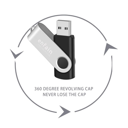 Enfain 16GB USB 2.0 Flash Drive 10 Pack | Swivel Thumb Drives with 31 Labels | Gift-Ready Packaging for Corporate Events, Office & Team Distributions (Black)