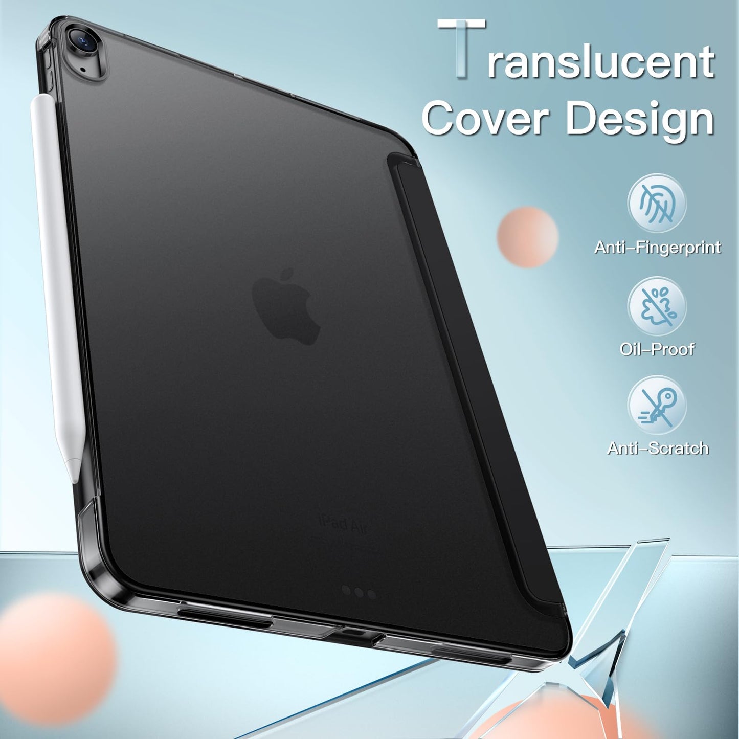 JETech Case ONLY for iPad Air 11-Inch M4/M3/M2 (2026/2025/2024), iPad Air 5/4 (2022/2020 5th/4th Generation 10.9-Inch), Slim Stand Hard Back Shell Cover with Auto Wake/Sleep (Starlight)