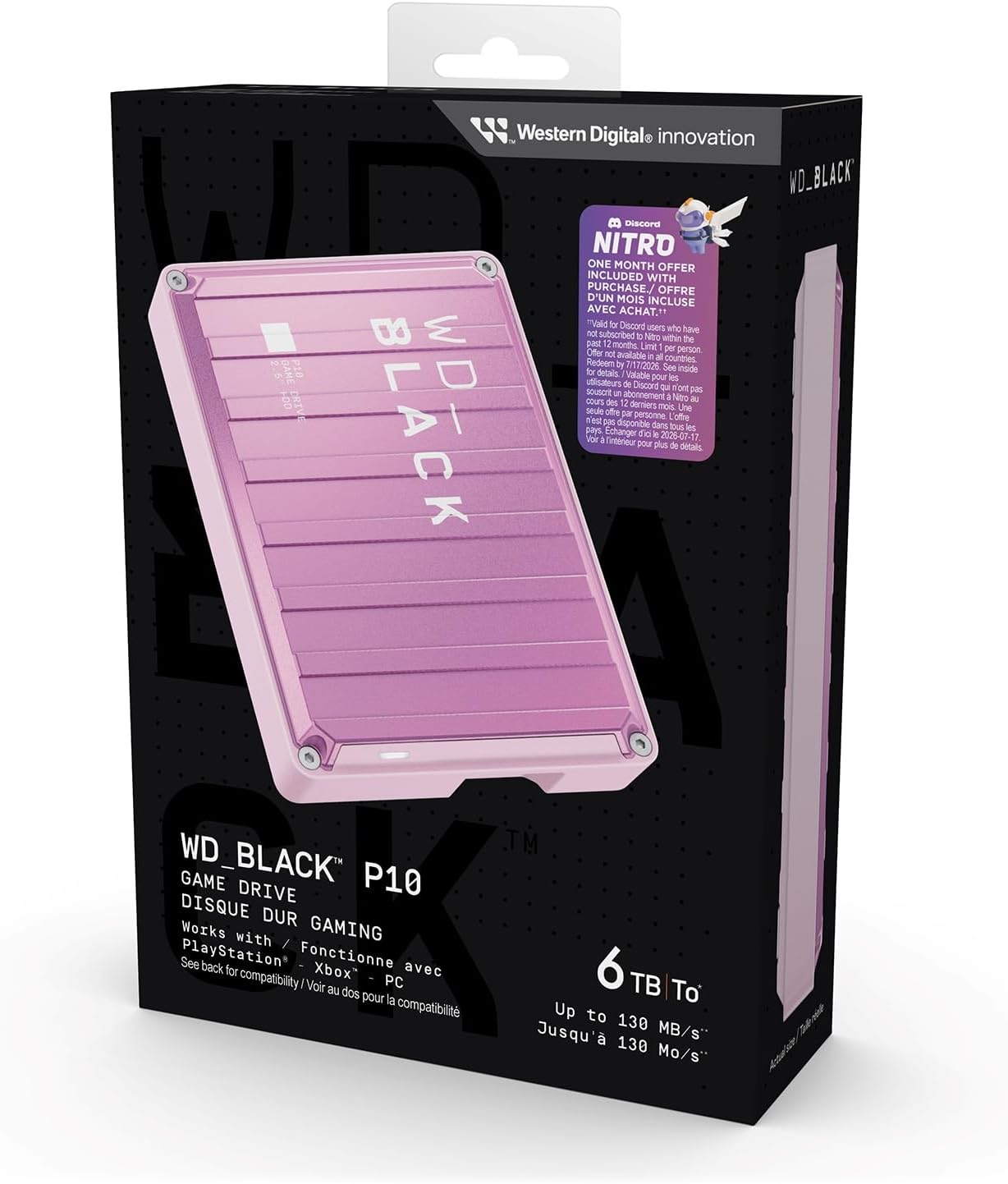 WD_Black 6TB Pink P10 Game Drive Portable External Hard Drive HDD, Works with PlayStation, Xbox, & PC - WDBZ7D0060BPK-WESN