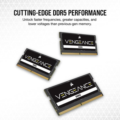 CORSAIR Vengeance SODIMM DDR5 RAM 16GB (1x16GB) 4800MHz CL40-40-40-77 1.1V Intel AMD Laptop Notebook Memory - Black (CMSX16GX5M1A4800C40)