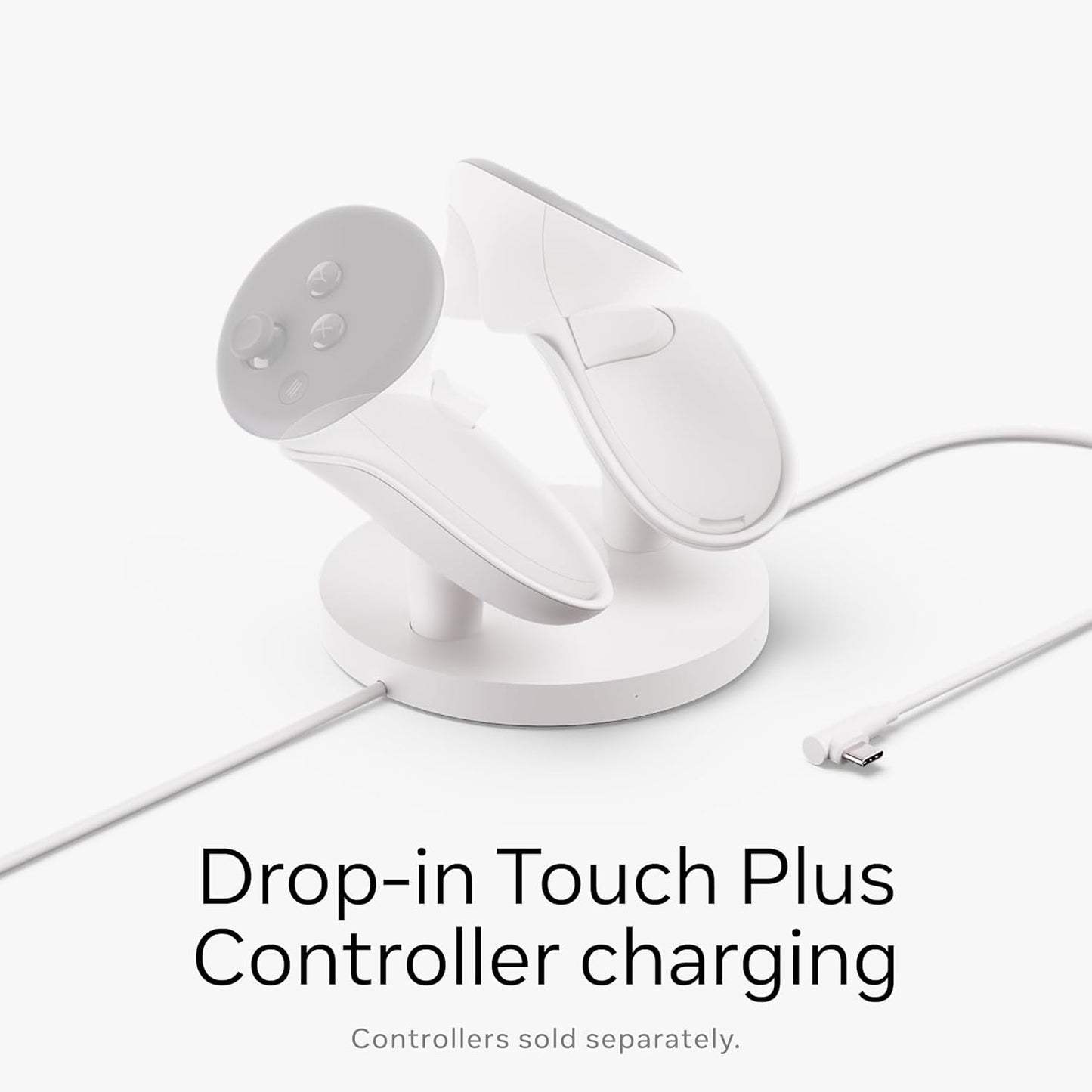 Meta Quest Compact Charging Dock — Works with Meta Quest 3/3S — Extended Headset Charging Cable — Wireless Charging for Touch Plus Controllers