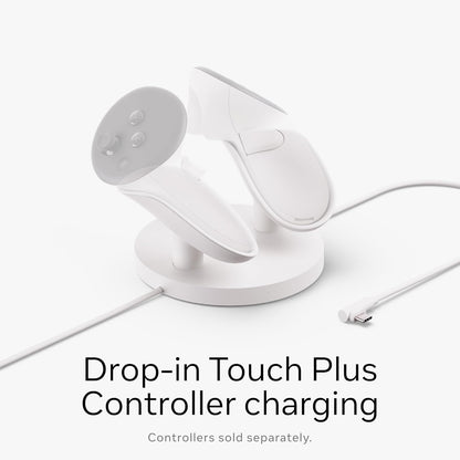 Meta Quest Compact Charging Dock — Works with Meta Quest 3/3S — Extended Headset Charging Cable — Wireless Charging for Touch Plus Controllers
