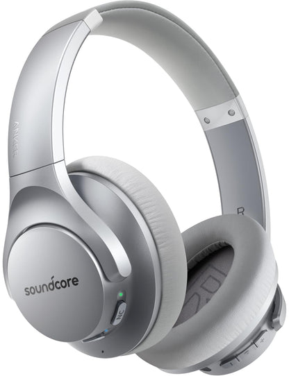 Soundcore Anker Life Q20 Hybrid Active Noise Cancelling Headphones, Wireless Over Ear Bluetooth Headphones, 70H Playtime, Hi-Res Audio, Deep Bass, Memory Foam Ear Cups, Travel, Office